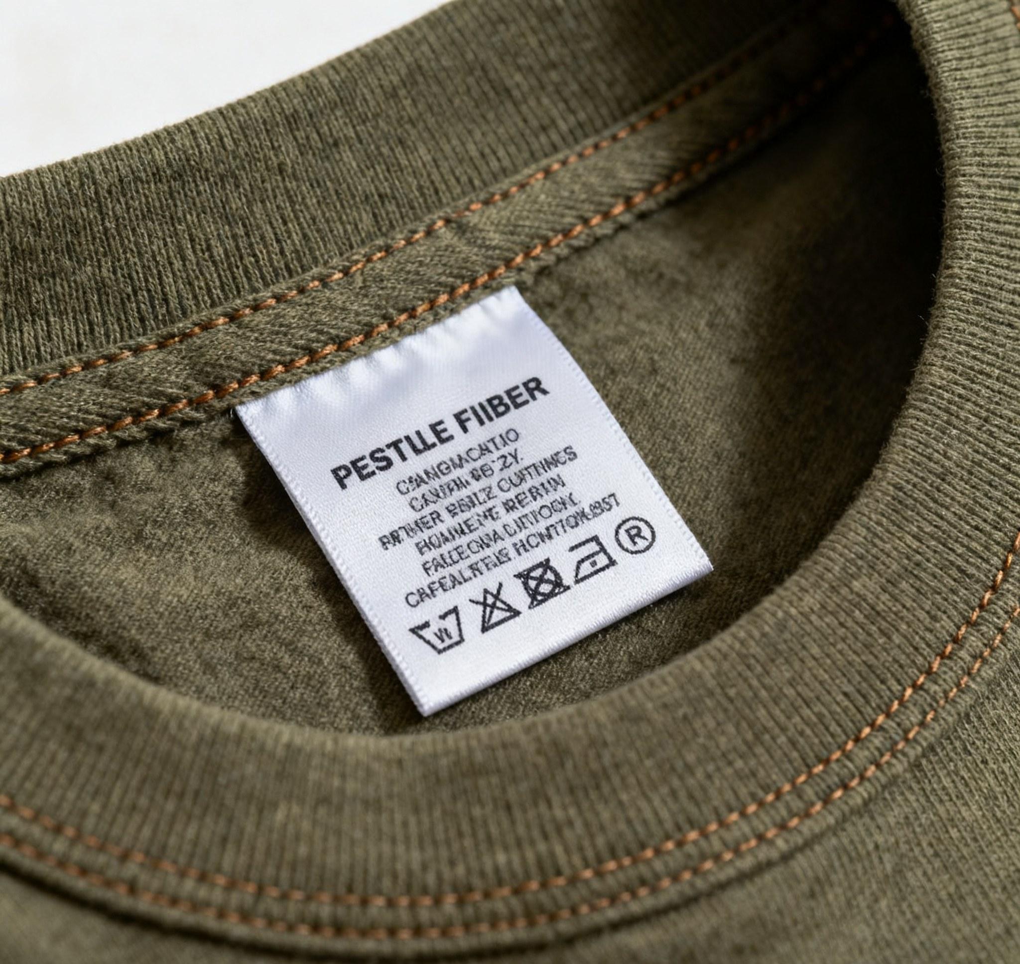 Polyester collar label stitched inside casualwear